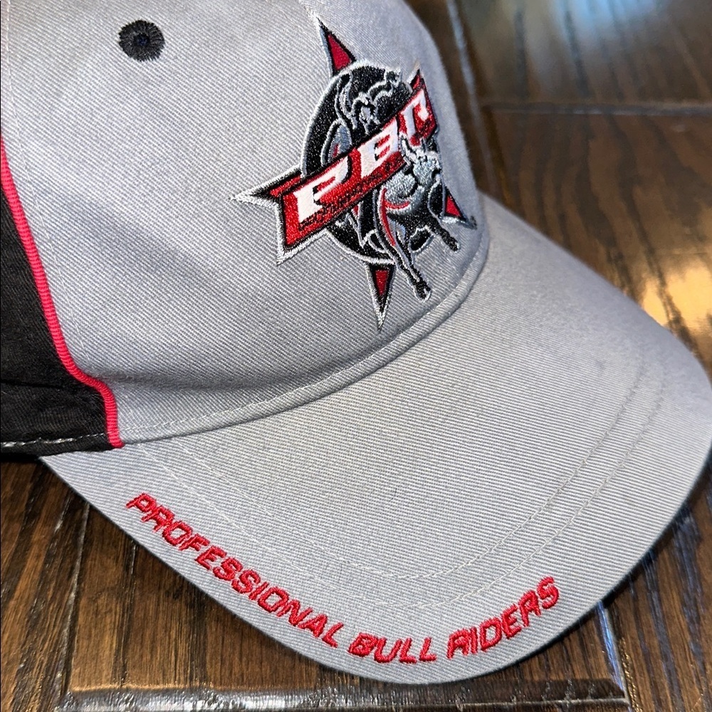 Professional bull riders Gray and Red Embroidered Cap - Picture 2 of 7